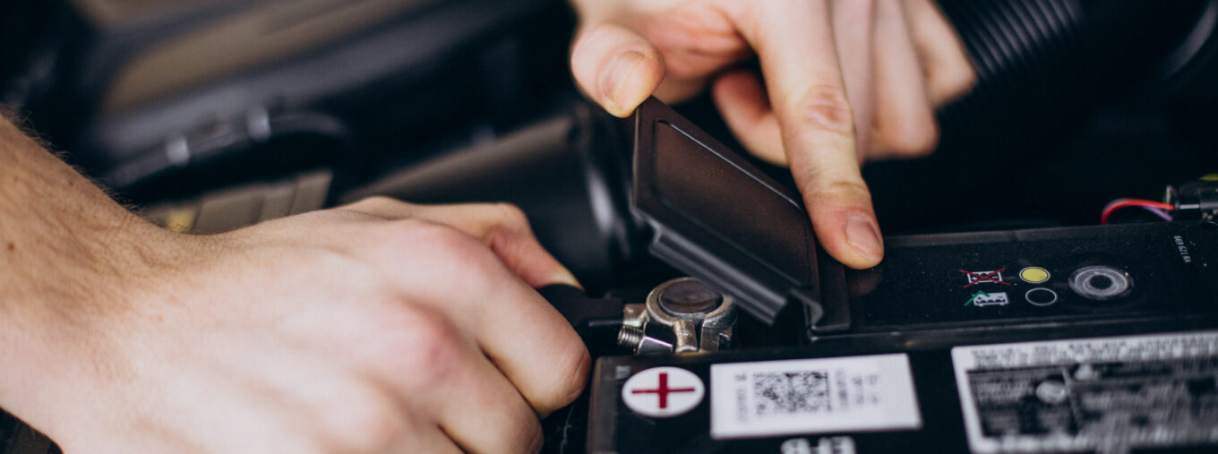 Repair man making car service